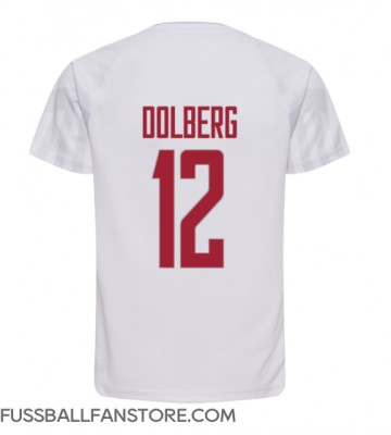 Dänemark Kasper Dolberg #12 Replik Auswärtstrikot WM 2022 Kurzarm